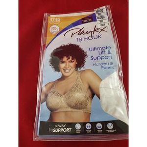 Playtex 18 Hour Bra 46DDD Wirefree Ultimate Lift & Support Womens 4745 WHITE